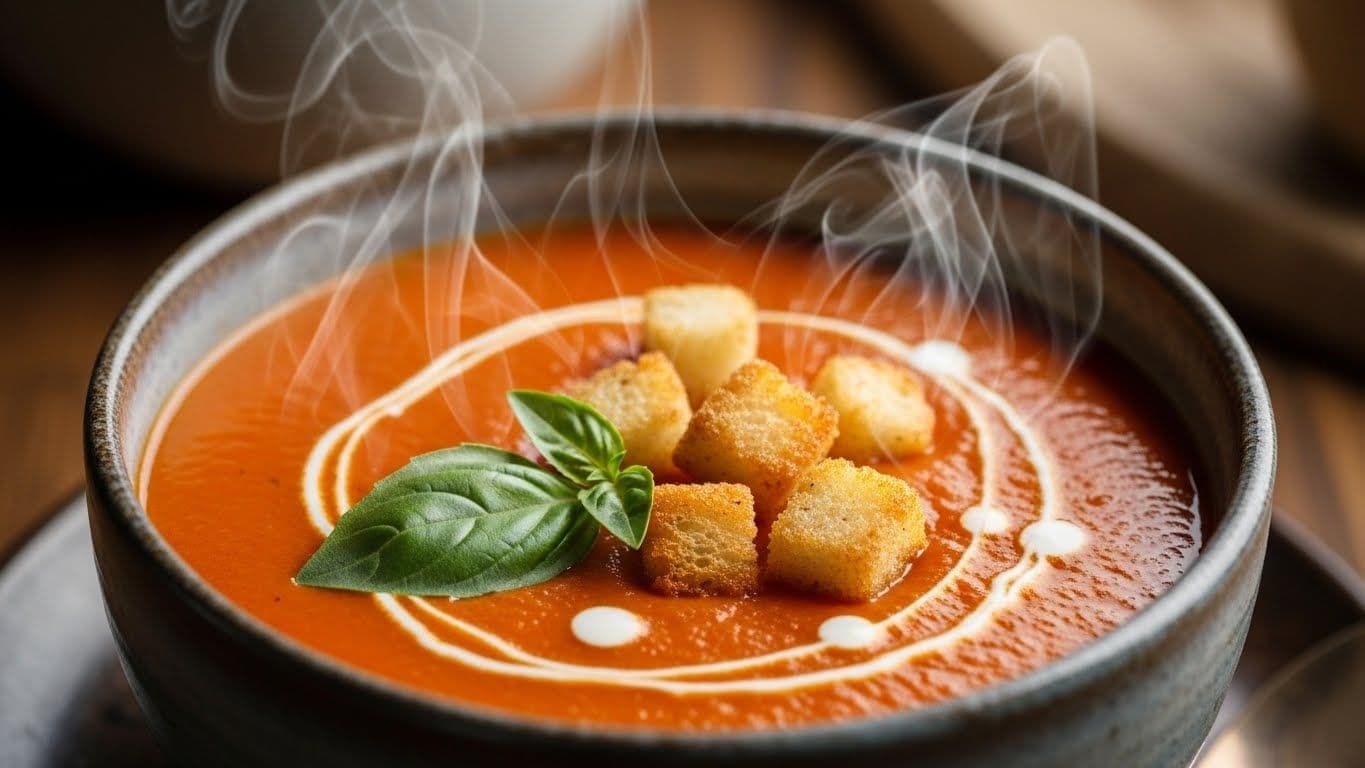 Roasted Garlic & Basil Tomato Soup