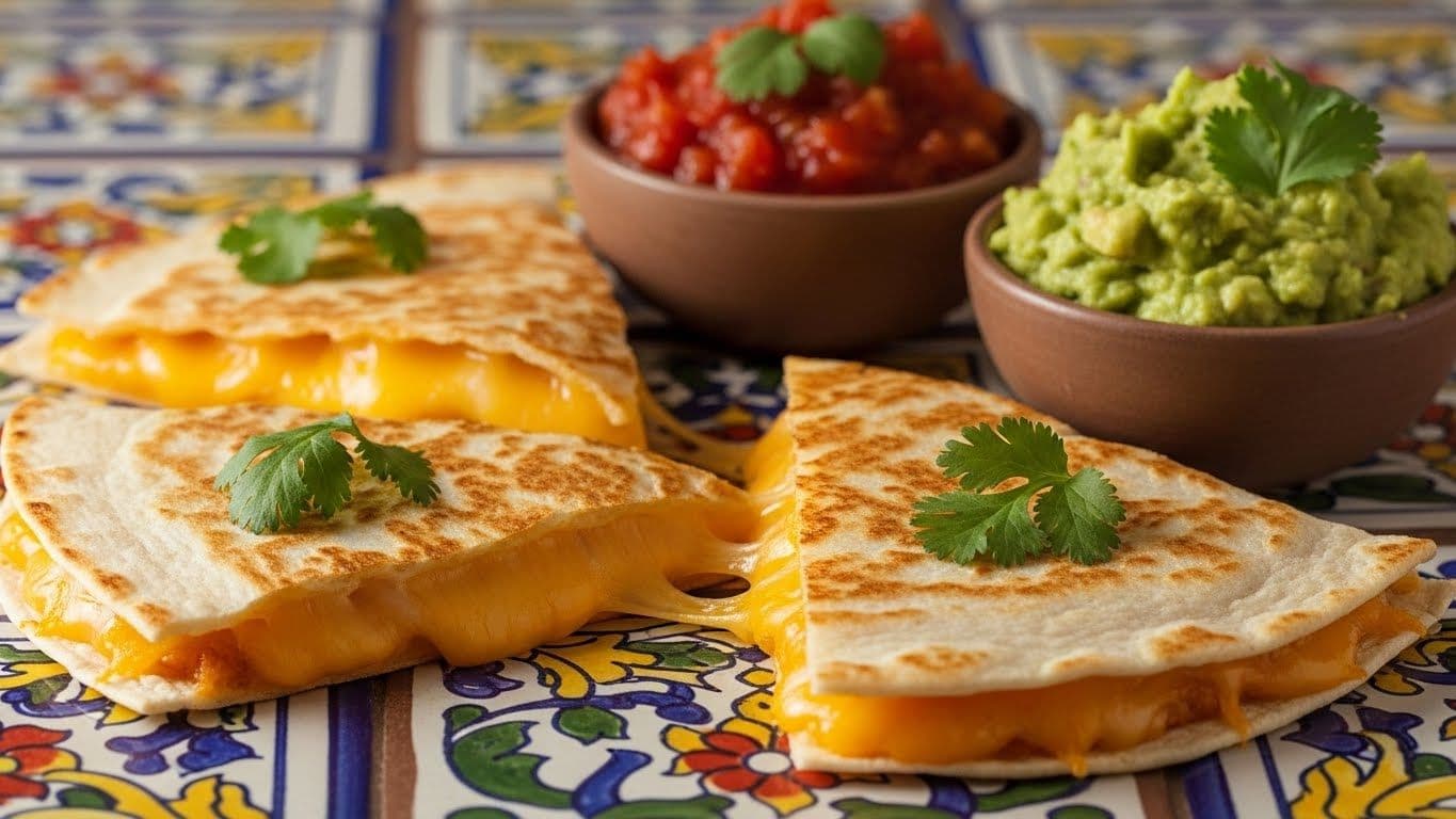 Melty Cheese Quesadilla with Sour Cream